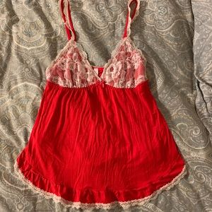 VS Red and Blush Pink Chemise Top